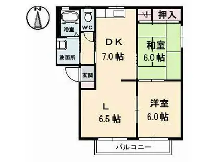 エスティー新福A棟(2LDK/1階)の間取り写真