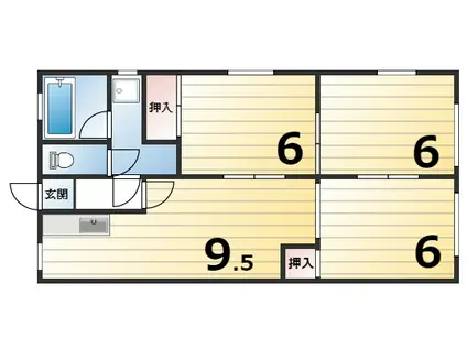 一明マンション(2LDK/4階)の間取り写真