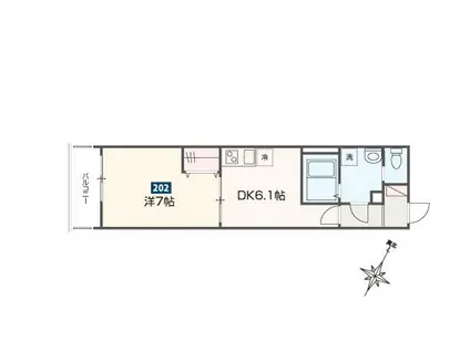 メルディア福生3(1DK/2階)の間取り写真