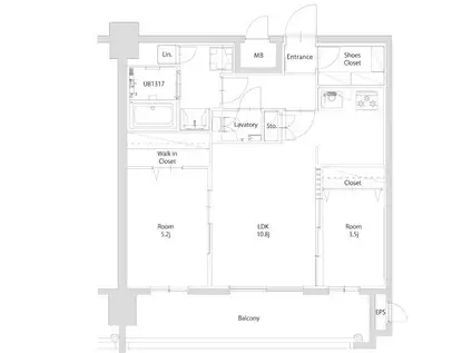 エンクレスト博多PARKSIDE(2LDK/15階)の間取り写真