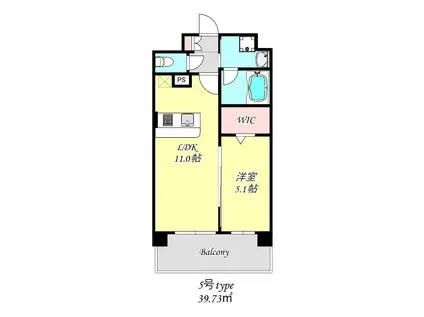 グランネクサス船橋町(1LDK/9階)の間取り写真
