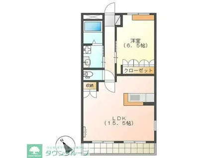 クレスト(1LDK/2階)の間取り写真