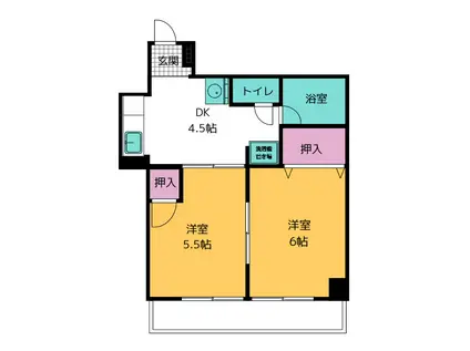 六本木ホームズ(2DK/5階)の間取り写真