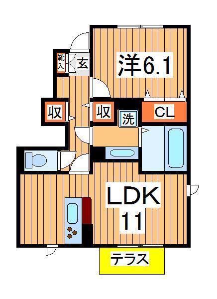 セジュールⅥ(1LDK/1階)の間取り写真