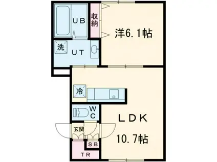 LANA A棟(1LDK/2階)の間取り写真
