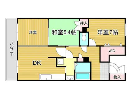 ルワージュ八幡駅前1(3DK/6階)の間取り写真