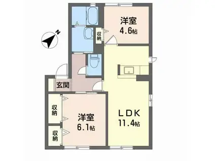 エスポワール(2LDK/2階)の間取り写真