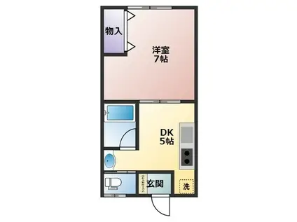 TIペアハウス(1DK/2階)の間取り写真