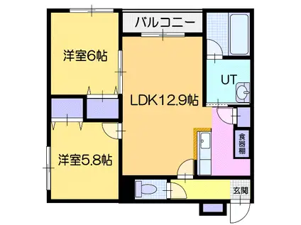 オルセー青葉町B(2LDK/2階)の間取り写真