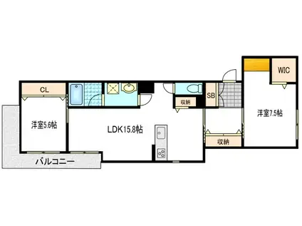 シャーメゾン澤田(2LDK/3階)の間取り写真
