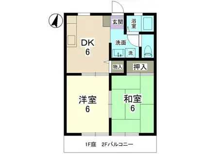 ガーデンハイツ今渡 A(2DK/2階)の間取り写真