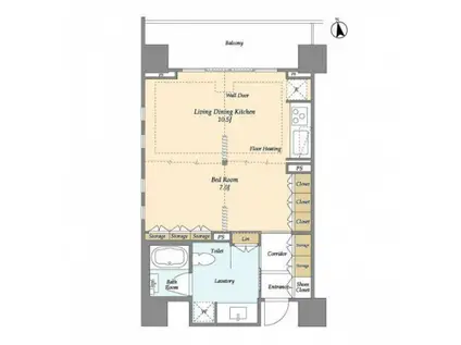 Mトリアノン(ワンルーム/8階)の間取り写真