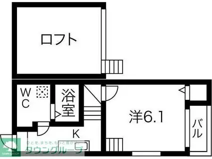 ドヌールV草薙(1K/2階)の間取り写真
