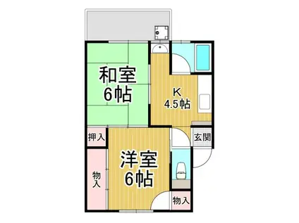 石橋荘(2K/1階)の間取り写真