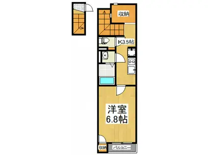 レオネクストS(1K/2階)の間取り写真