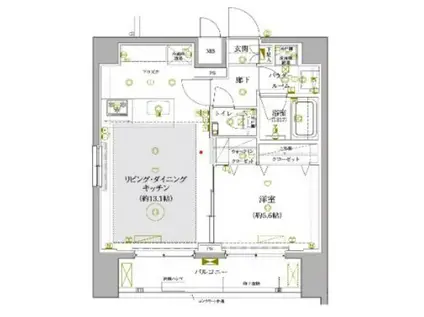 REALIZE蒲田II(1LDK/6階)の間取り写真