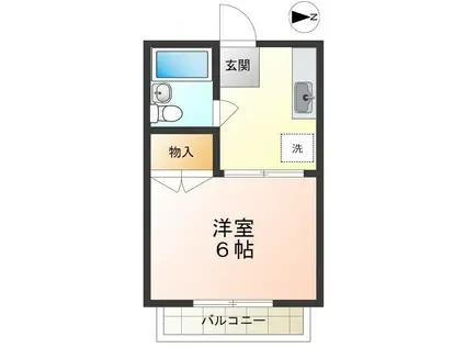 コーポ第2本多(1K/2階)の間取り写真
