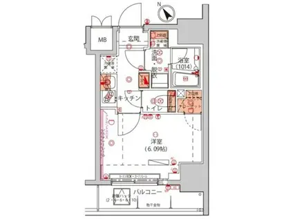 ハーモニーレジデンス川崎(1K/6階)の間取り写真