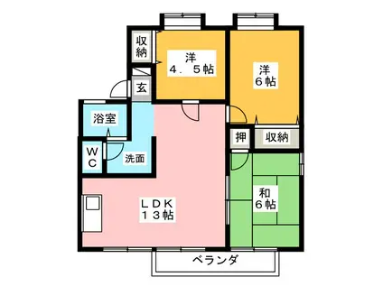 マイ・キャッスル A棟(3LDK/2階)の間取り写真