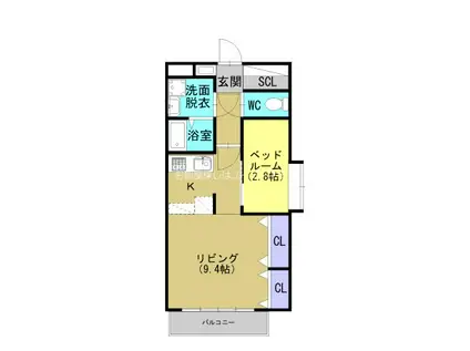 浅面ビル(1SK/3階)の間取り写真