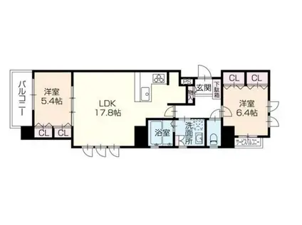 OA FLAT福沢町(2LDK/6階)の間取り写真