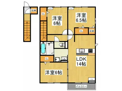 メゾン・ラトゥール(3LDK/2階)の間取り写真