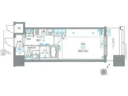 ZOOM池尻大橋(1K/9階)の間取り写真