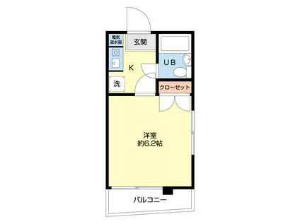 ASA中浦和ビル(1K/2階)の間取り写真