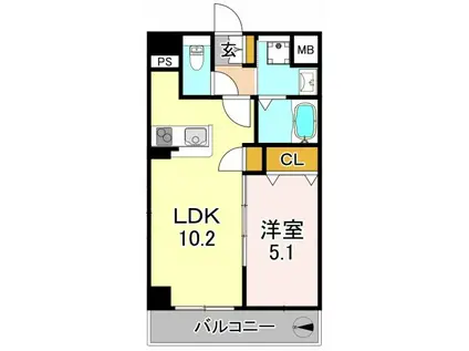 FERIO(1LDK/2階)の間取り写真