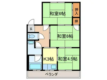 中塚マンションA棟(3K/2階)の間取り写真