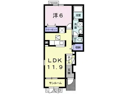 ミーティン(1LDK/1階)の間取り写真