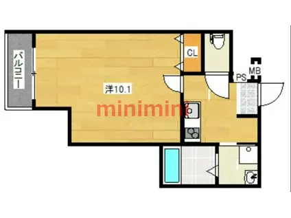 フジパレス上牧駅前(1K/3階)の間取り写真