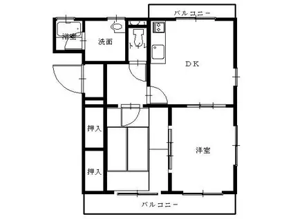 アーバンハイツA棟(2DK/1階)の間取り写真