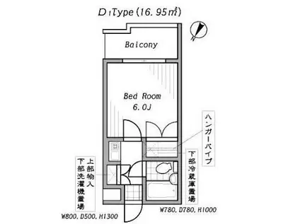 ウィステリア仙川(1K/3階)の間取り写真