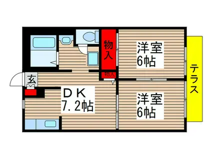 ジョリエ勝田台(2DK/1階)の間取り写真