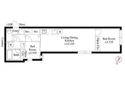 グランパセオ代々木上原(2LDK/2階)の間取り写真