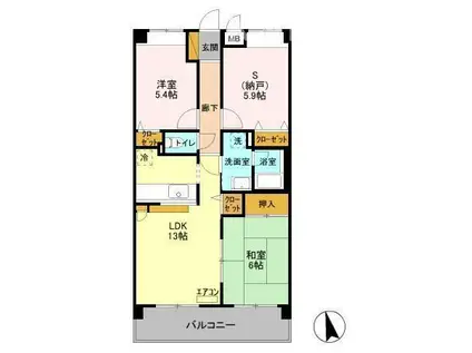 アバンドーネ高橋(2SLDK/3階)の間取り写真