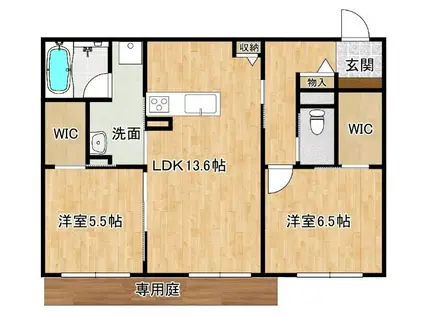 フアラライ(2LDK/1階)の間取り写真