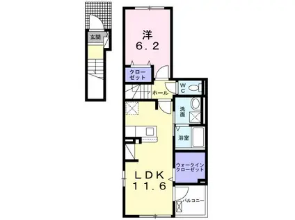 ザ・ビレッジグリーン福岡町II(1LDK/2階)の間取り写真