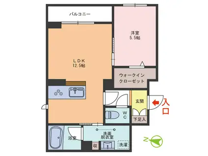 LA PALAIS VERT(1LDK/2階)の間取り写真