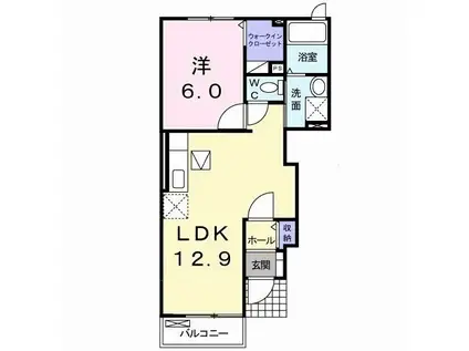 グラース(1LDK/1階)の間取り写真
