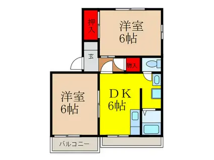 メゾンツダ(2DK/1階)の間取り写真