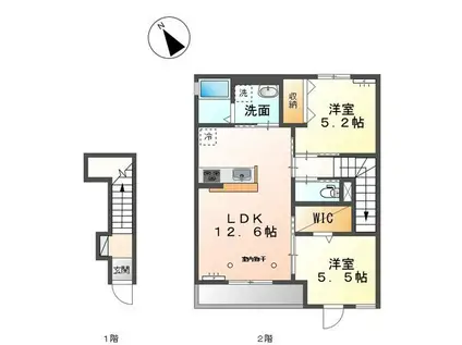 グレイスヒル長良(2LDK/2階)の間取り写真
