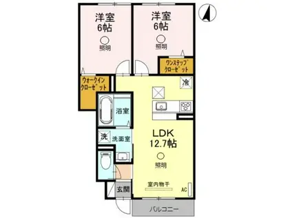 コンフォールブラン(2LDK/1階)の間取り写真