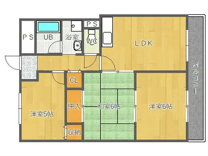 エクセレント都I(3LDK/4階)の間取り写真