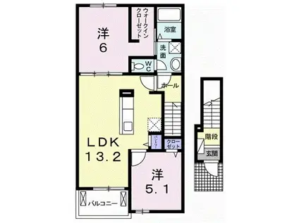 リベルタA(2LDK/2階)の間取り写真