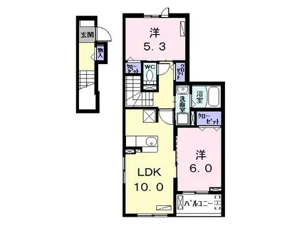 スマイル 1(2LDK/2階)の間取り写真