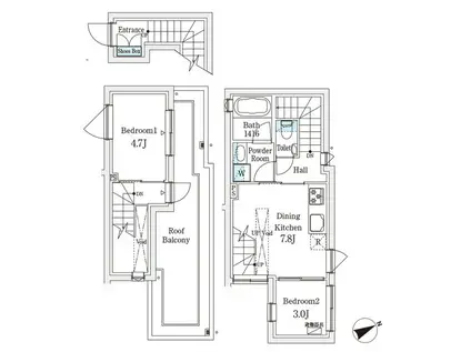 AGRATIO TERRACE 恵比寿(2DK/2階)の間取り写真