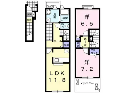 レザンII(2LDK/2階)の間取り写真