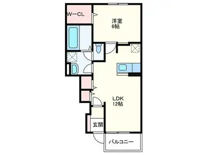 グラン山本I(1LDK/1階)の間取り写真